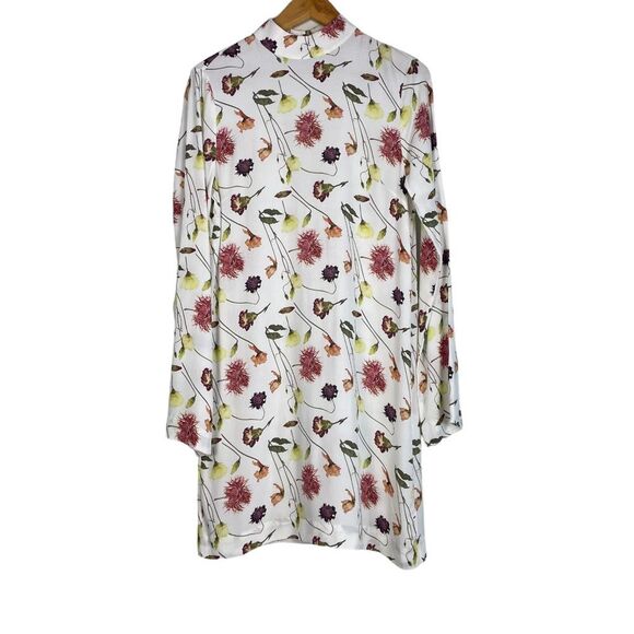 & Other Stories Deep V Open Back Floral Print Long Sleeves Mini Dress Size 6 NEW - Picture 2 of 13